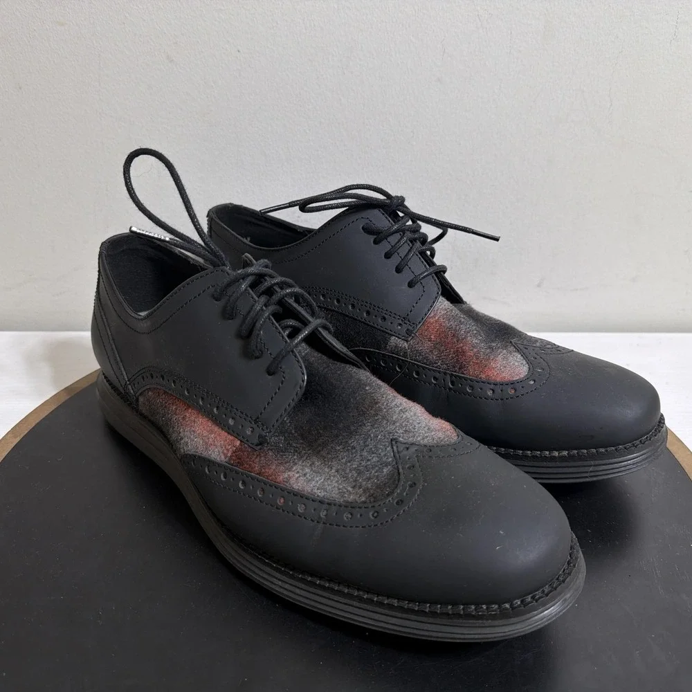Cole Haan Grand.OS Shoes Mens Size 10 M Black Leather Brogue Dress Oxford C28862